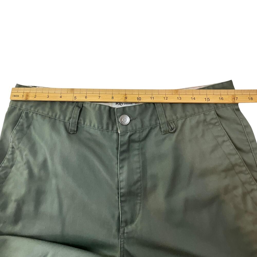 Rhythm Pants Mens 34x31 Green Chino Straight Leg Rhythm Customs Casual Pockets - Picture 10 of 13